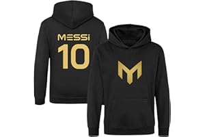 BlackMacaw Sudadera con capucha para niños, inspirada en Lionel Messi, de fútbol, para niños y niñas, 3-13 años, número 10#10