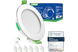 HOMEOW Set med 6 dimbara LED-infällda gipsspotlights, 5 W 220 V Nickel LED-infälld takspotlight, varmt ljus 2700K neutral 400
