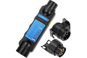 QWORK® 7-stifts släpvagnskontakttester & 13-stifts dragadapter, för 12V-kabeldiagnostik - Pålitligt kretskontrollverktyg för