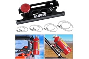 AUFER Universal Aluminum Quick Release Roll Bar Fire Extinguisher Mount Holder Compatible with for Jeep Wrangler Gladiator Bronco UTV Polaris RZR Boat (for 1-10 Lb. Extinguishers)