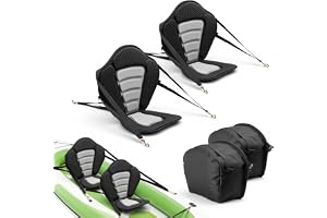 VEVOR 2 x kajaksits 12 mm tjock, vadderad sits för stående paddle-bräda, båtsits med ryggstöd och förvaringsväska och justerbara remmar för SUP kanotfiske uppblåsbar kajak