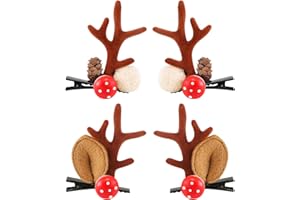 Boobeen Christmas Hair Clip - 2 paia di simpatiche orecchie di corna di renna Accessori per capelli Copricapo di corna Forcina per la festa di Natale