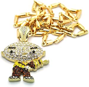 Stewie Griffin Family Guy Iced Out Gold Tone Pendant w ...