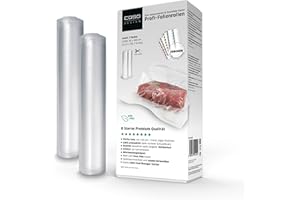 ‎CASO CASO 8 Sterne Profi- Folienrollen 30x600 cm / 2 Rollen, Vakuumierbeutel für alle Vakuumierer, sehr stark & reißfest ca. 150µm, Vakuumbeutel Lebensmittel Vakuumiergerät, Sous Vide, BPA-frei