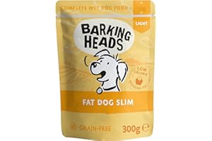 Barking Heads Low-Calorie Wet Dog Food - Fat Dog Slim (10x300g) - 85% Natural Free-Run Chicken with No Artificial Flavours - Grain-Free Recipe with Reduced Fat