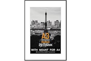 Hesmor A3 Picture Frame Black Famlily Photo Frame 12 x 16.5 Inch Size A3 with Clear Plexiglass for Wall Mounting, Single with Mount for A4 Print