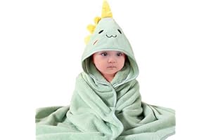 GSrenyu Hooded Baby Towel,80x80cm Animal Design Baby Bath Towel with Hood for Newborn Boys and Girls(green)