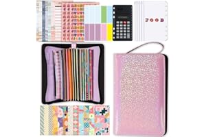 Creperture Planificateur Budgétaire Multifonction A6 à Anneaux pour Remplir Les Espèces, Enveloppes à Fermeture éclair pour Séparateur, Organiseur pour Budget et économiser de l'argent