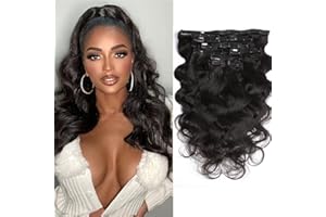VIPBEAUTY Body Wave Clip In Hair Extensions For Black Women 8Pcs Clip In Human Hair Extensions With 18 Clips Double Weft Natural Color 120g 18 inch