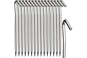 HOINYA Tent Pegs 16 PCS Metal Heavy Duty Camping Pegs 18cm Tent Hooks Aluminum Alloy Rust Free Camping Tent Hard Ground Pegs for Football Net Tarpaulin Marquees Hiking Traveling Beach and Outdoor