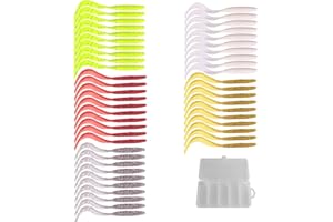 AULYUN Leurre Souple 10 cm 5 Couleurs Kit de 50 Leurres Pêche avec Boîte