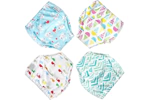 Culotte Apprentissage Propreté Garcon, 100% Coton Culotte Apprentissage Propreté Fille, Culotte d'apprentissage, Lot de 4, 2 - 7 Ans