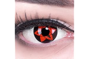 Lentilles couleur sharingan Sasukes mangekyou rouge. Pour Halloween, Shrovetide, Carnaval + étuis à lentilles de contact I 1 paire (2 pièces) I sans correction I 0,00 Dioptries MERALENS