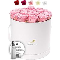 Rosenlieb Rosenbox Weiß mit 26 Infinity Rosen (3 Jahre haltbar) | Handgefertigte Blumenbox inkl. Grußkarte Frau Freundin…