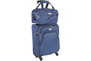 CABIN GO 5550 Set da 2, Valigia Trolley Leggero morbido con ruote girevoli 55x40x20 con Borsone Piccolo Cabin Size 40x25x20