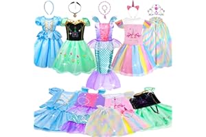 LOYO Princess Costumes for Girls, 4 Sets of Dress up Clothes with Cape for 3 to 8 Year Old Girls, Princess Toys for Girl Birthday Christmas Gifts
