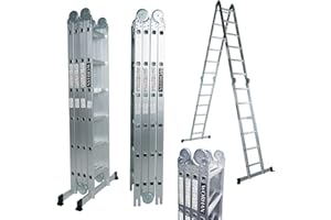 WORHAN Échelle de 6.7m Aluminium Multifonction Modèle de Grosse CHARNIÈRE Polyvalente Escabeau Multi-Usage ALU Modulable Pliable KS6.7