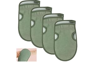 LARALILY 4 Stück Exfoliating Glove, Peelinghandschuh körper für Damen und Herren, Hamam Handschuh, Peeling Handschuh, Beidseitig Anwendbar, Schadet Der Haut Nicht für Sauna, Dusche, Peeling (Nordisches Grün)