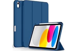 CACOE Case for iPad (A16) 11th/10th Generation with Pencil Holder 2025 2022 11/10.9 inch, Soft TPU Back Protective Smart Cover for 11/10 Gen with Stand - Sea Blue