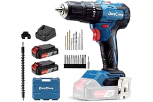 Dong Cheng Taladro Percutor a Bateria 20V 50Nm, taladro atornillador batería con 2x2.0Ah baterías, 20+3 Ajuste Par, Motore senza spazzole, 13mm Portabrocas Metálica, 2 velocidades