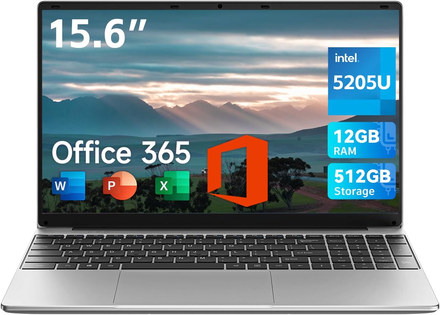 jumper 15.6 inch Laptop with Office 365, 12GB RAM 512GB Storage Notebook, HD Display Laptops, Celeron Processor, Keyboard Film UK, 5000mAh Battery, Suitable for Business and Students