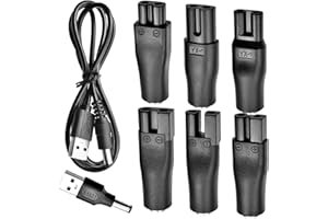 VAYFONI 7-Piece Universal Shaver Charger Kit with USB Cable – Black Minimalist Design – Compatible with Electric Razors & Beard Trimmers – Portable Travel-Friendly – Non-Rechargeable Shaver Charger Solution