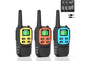 MaxTalker MT10 Walkie Talkie Aufladbar für Erwachsene Kinder Funkgeräte, 1200mAh Li-Ion Batterie, USB-C Kabel, LED Taschenlampe, VOX Funkgeräte für Wandern und Camping,3er Set