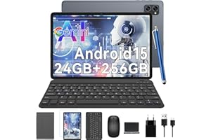 TABWEE Android 15 Tablet 10 Pulgadas - 24GB RAM+ 256GB ROM(2TB TF), Octa-Core, 5000 mAh, 8MP+5MP, Gemini AI, Widevine L1, 5G WiFi, GPS, Face ID, Tablet con Teclado