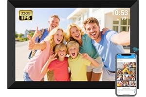 DXMART Frameo Cadre Photo numérique 10,1" WiFi Smart Frame HD IPS écran Tactile, 16 Go de Stockage, Rotation Automatique, Montage Mural, Installation Facile pour Partager des Photos et des vidéos Via