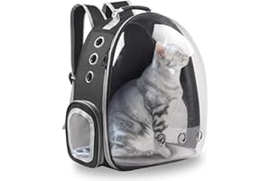 GOLDCHAMP Cat Carrier Backpack, Portable Dog Backpack Carrier with Side Opening, Breathable Capsule Space Backpack for Small Dog and Cat, Space Capsule Pet Backpack Carrier for Travel, Outdoor, Black
