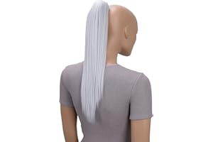 ‎CAISHA CAISHA 50cm Clip on Zopf Haarteil Pferdeschwanz Haarverlängerung Kunsthaar Glatt Grau H138