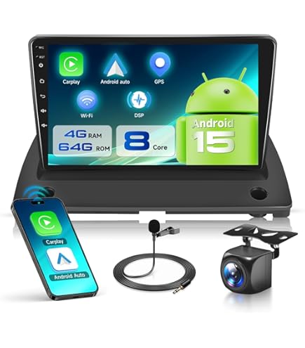 2 64G] Podofo 9'' Radio de Coche para Volvo XC90 2004-2013 Carplay Inalámbrico Android Auto, Android 13 Radio 2 DIN con Bluetooth WiFi GPS HiFi RDS/FM Cámara de Marcha Atrás AHD/Canbus