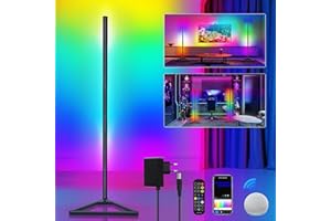 Banaone Lampadaire LED d'Angle, 140cm Lampe sur Pied RGB avec APP Contrôle et Télécommande, Musique Sync&16 Millions Couleurs, Lampadaire Salon pour Chambre, Salle de Jeux & Décoration de Fête