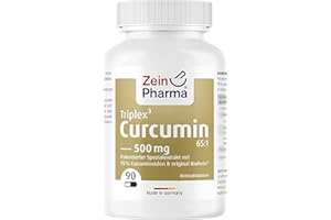 ‎ZEINPHARMA ZeinPharma Curcumin-Triplex³ Kapseln 90 Kapseln 500mg - Curcuma Piperin Kapseln hochdosiert mit 95% Extrakt, Nahrungsergänzungsmittel vegan, laborgeprüft