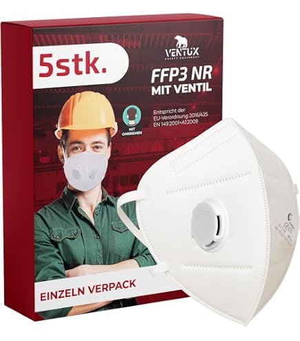 FACKELMANN Mund-Nasen-Masken 25 Stück – Dreischichtig, Mit Nasenclip, Blau/weiß