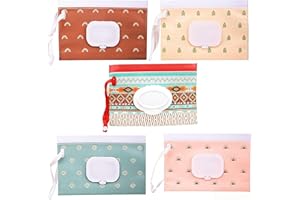 PERSENTU 5 Pack Baby Wipe Dispenser,Baby Wipe Holders,Wet Wipes Dispenser Box,Portable Refillable Wipe Holder, Refillable Wipes Dispenser Travel Container Wipes Bag for Baby and Adult