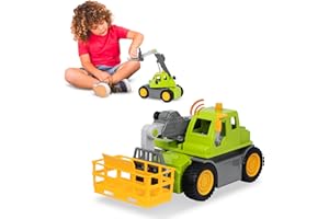 DRIVEN BY BATTAT Driven duży wózek widłowy 42 cm – zabawka ciężarowa z funkcjami, światłami i dźwiękami, teleskopowy ładunek dla dzieci od 3 lat