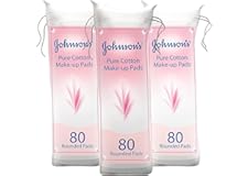 Johnson's Pure Cotton Makeup Remover Pads 3-80 Pack Round Tablets, 100% Cotton