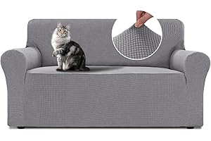 BellaHills Copridivano 2 Posti Con Braccioli(135-165cm), Copridivano Antigraffio Gatto, Copridivani Elasticizzati per Soggiorno, Fodera Divano Antimacchia Lavabile Antiscivolo, Tortora