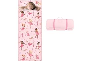 decalsweet Sac de Couchage Chaud pour Enfants avec Oreiller Amovible, Tapis de Sieste Pliable pour Filles et Garçons, Couverture de Sieste avec Double Fermeture Eclair pour Camping Ecole Garderie