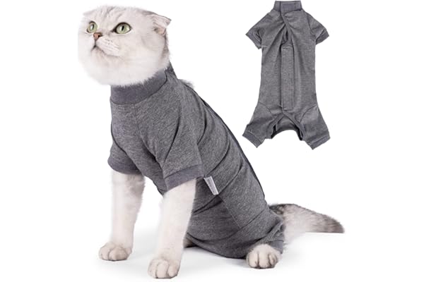 LIANZIMAU Body Chat Post Operatoire Femelle Male Body Chat Sterilisation Anti lechage Longues Onesies Empêcher la Perte de vêtements pour Animaux de Compagnie Gilet Chat Anti lechage