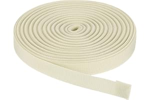 Rebower Nylon Webbing Strap, 25 Yards x 7/8 Inch Polypropylene Webbing Lightweight Strapping Backpack Band for DIY Gear Repair Outdoor Luggage Cargo Straps, Light Beige