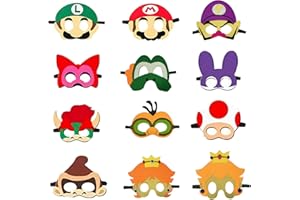 ND Masque de Super Mario, 12 pcs Masques Mario Feutre, Cosplay Masques, Anniversaire Fête, Bros pour Enfants 20.7x20.4x3cm