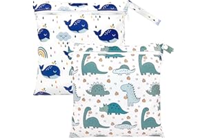 SUBTAVIK Lot de 2 Sacs humides, Sacs humides imperméables pour la Natation, Sac de Maillot de Bain Humide, Sac de Poche Lavable pour Articles de bébé, vêtements mouillés, Natation, Salle de Sport