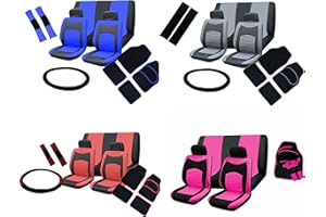 The Urban Company Car Seat Cover Set In Blue To Fit Toyota Aygo With Mats And Steering Wheel Cover