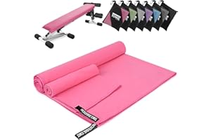 Pfloge® Asciugamano Microfibra Set di 2, 160x80cm Asciugamano Palestra Grande & 80x40cm Telo Mare Microfibra, Compatto & Ultraleggero, per Fitness, Sauna, Spiaggia, Viaggi(Rosa)