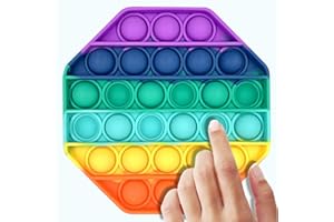 TOYSREX Push pop Bubble Sensory Fidget Toy, Autism Special Needs Stress Reliever Anxiety Relief Toys, Extrusion Bubble Fidget Sensory Toy (OCTAGON RAINBOW COLOUR)