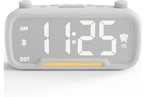 MINORZ Digital Radio Alarm Clock with Bluetooth for Bedroom, Alarm Clock with Light, Type C & USB Charger, Battery Backup, 0-100% Dimmable, 50-120dB Volume, Alarm Clock Loud for Deep Sleepers, Hearing