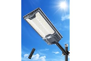 Sararoom Lampione Solare da Esterno 600W, Faro Led con Sensore di Movimento, 6500K Luce Stradale, IP65 Impermeabile Luci di sicurezza con Pannello Solari per Giardino,Strada,Garage,Parcheggio,Cortile