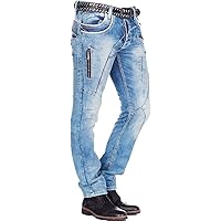 Cipo & Baxx Jeans Da Uomo, Effetto Crinkle, Denim, Slim Fit, Semplici, Jeans, Design Jeans, Cd319, 29W X 32L - Foto 5